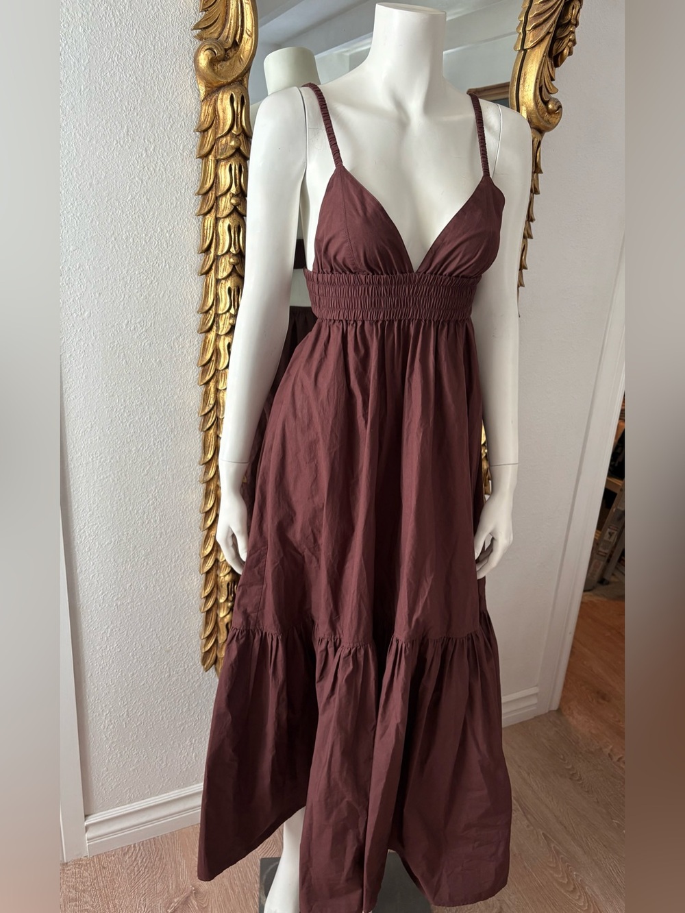 A.L.C Maxi Dress Rhodes Cotton
Poplin Brown 
Size 4
